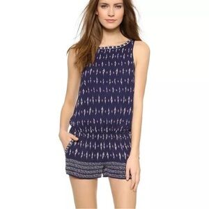 Joie Navy and White Printed Sleeveless Romper